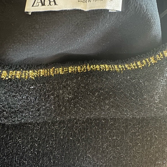 Zara asymmetrical mini dress with tweed gold threads and buttons - Picture 3 of 3